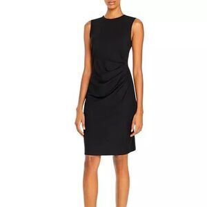 THEORY Jorainna Black Stretch Cotton Midi Sheath Dress size large women’s